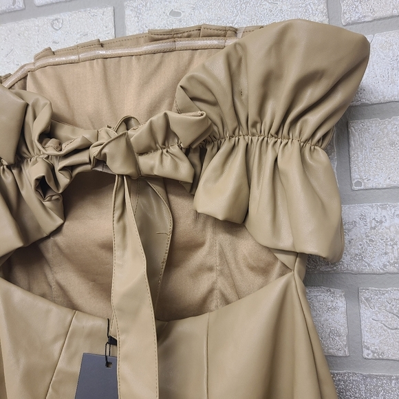 DO+BE Camel Faux Leather Mini Dress Size Medium - Picture 7 of 13